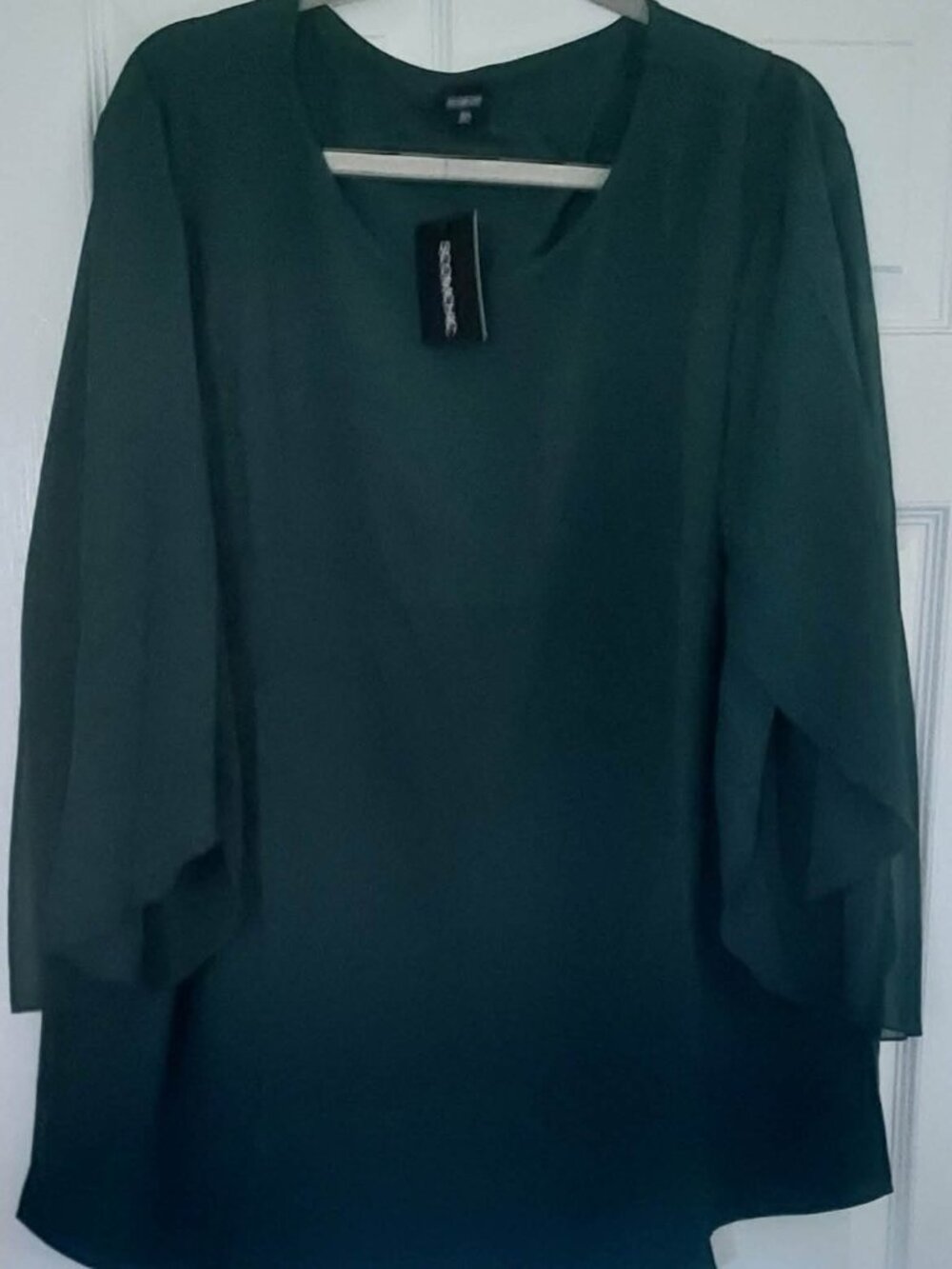 Women's size 3XL tunic blouse - Scomchic - NEW!! - green - 3/4 billowy sleeves